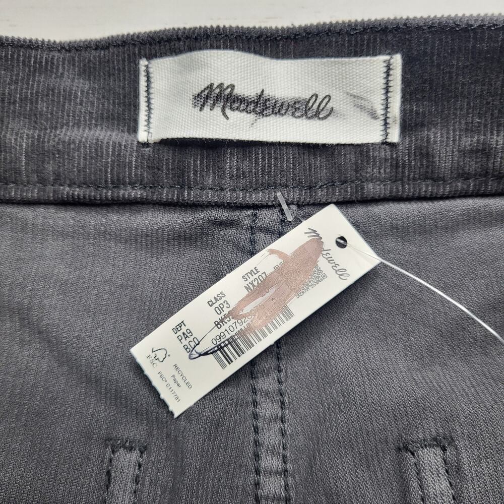 Madewell Wide Leg Corduroy Pants Black Coal Gray Stretch Minimalist Neutral 26 - Picture 10 of 11